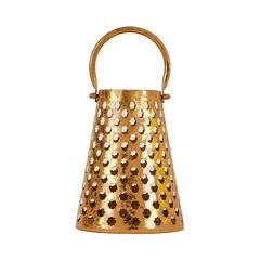 Hilalful Petals Carved Lantern (15.5 x 15.5 x 20 cm, Gold)