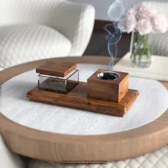 Hilalful Wooden Incense Burner Tray Set (3. Pc. 24 x 11.5 x 7 )