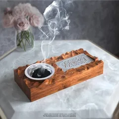 Hilalful Ramadan Wooden Incense Burner Tray (25 x 11.5 x 4.5 cm)