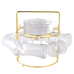 Orchid Glass Istikan Cup Set with Stand (120 ml, 12 Pc.)