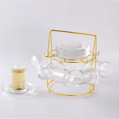 Orchid Glass Istikan Cup Set with Stand (120 ml, 12 Pc.)