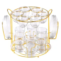 Orchid Glass Cup Set with Stand (18 Pc.)