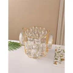 Orchid Glass Cup Set with Stand (18 Pc.)