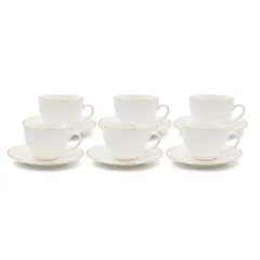 Orchid New Bone China Cup and Saucer Set Embossed Pearl (12 Pc.)