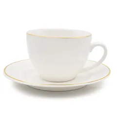 Orchid New Bone China Cup and Saucer Set Embossed Pearl (12 Pc.)