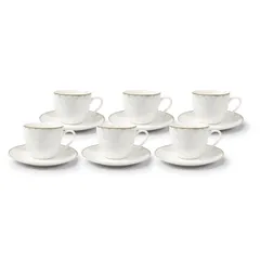 Orchid New Bone China Cup and Saucer Set Lotus Pattern (12 Pc.)