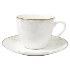 Orchid New Bone China Cup and Saucer Set Lotus Pattern (12 Pc.)