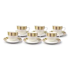 Orchid New Bone China Cup and Saucer Set Viola Pattern (12 Pc.)