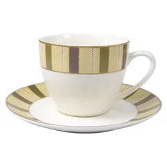 Orchid New Bone China Cup and Saucer Set Viola Pattern (12 Pc.)