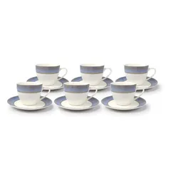 Orchid New Bone China Cup and Saucer Set Decca Pattern (12 Pc.)