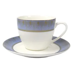 Orchid New Bone China Cup and Saucer Set Decca Pattern (12 Pc.)