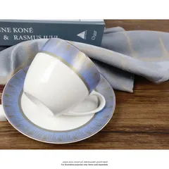 Orchid New Bone China Cup and Saucer Set Decca Pattern (12 Pc.)