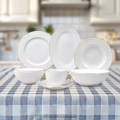 Orchid Dinner Set Embossed Pearl (32 Pc.)