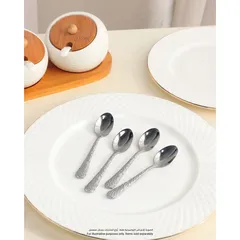 Orchid Artistic Stainless Steel Dessert Coffee Spoon Set (4 Pc.)