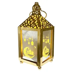 Party Magic Eid Metal Lantern W/Lights (6 x 6 x 14.5 cm)