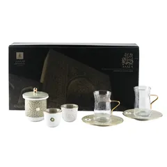 Asala Tea and Arabic Coffee Set (19 Pc., Olive & Gold)