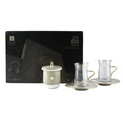 Asala Tea Glass Set (13 Pc., Olive & Gold)