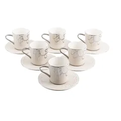 Jiwar Tea Set (12 Pc., Beige & Silver)