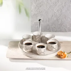 Jiwar Coffee Set (7 Pc., Beige & Silver)