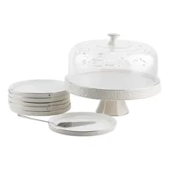 Jiwar Serving Set (9 Pc., Beige & Silver)