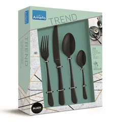 Amefa Austin Stainless Cutlery Set (Black, 24 Pc.)