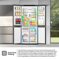 Hisense Freestanding Cross Door American Freezer Fridge, RQ5G470SBB3 (457 L)