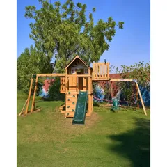 Dynamic Sports Leopard Wooden Swing Set