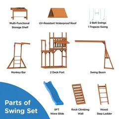 Dynamic Sports Pronghorn Wooden Swing Set