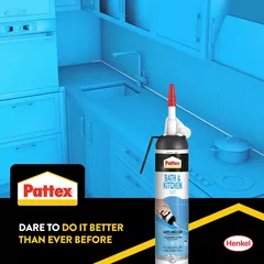 Pattex Sanitary Anti-Mould Pressure Bath & Kitchen Sealant Pack (White, 200 ml, 6 Pc.)