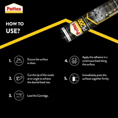 Pattex PL200 Polymer Based Construction Adhesive (290 g, Transparent)