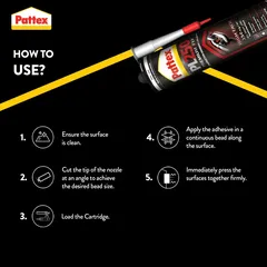 Pattex PL250 High Tack Construction Adhesive (White, 440 g)