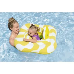 Bestway Swim Safe Float Wavy Square Ring  Baby Seat (72 x72 x 27 cm, Multicolor)