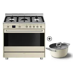 موقد غاز سميج كونسرت كومبينيشن 5 شعلات مع فرن كهربائي SSA91MAP2 (115 لتر، 90 × 90 × 60 سم)