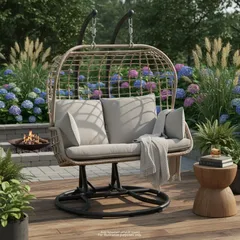 كرسي فولاذي معلق بيضوي التصميم سعة شخصين