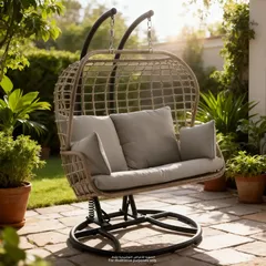 كرسي فولاذي معلق بيضوي التصميم سعة شخصين