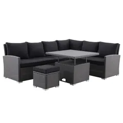 Lagos Rattan Steel Corner Outdoor Sofa Set