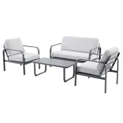 Tinka 4 Seater Steel Outdoor Sofa Set (Grey)