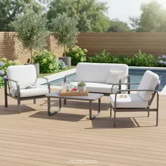 طقم كنب خارجي فولاذي 4 مقاعد تينكا (رمادي)