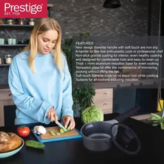Prestige Essential Cast Aluminum Saucepan W/Glass Lid (Black, 16 cm)