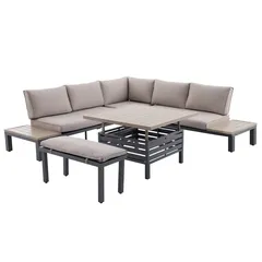 Lanza Aluminum Corner Outdoor Sofa Dining Set (80 x 170 x 69 cm)
