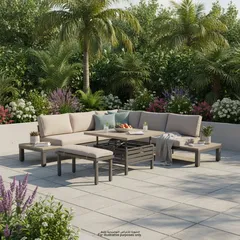 Lanza Aluminum Corner Outdoor Sofa Dining Set (80 x 170 x 69 cm)