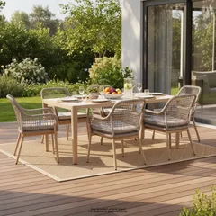 Moka 6 Seater Aluminum Outdoor Dining Set W/Firestone Top