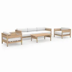 Lorient 5 Seater Aluminum Outdoor Sofa Set (Natural Wood Effect)