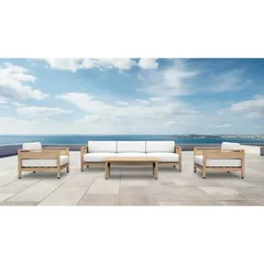 Lorient 5 Seater Aluminum Outdoor Sofa Set (Natural Wood Effect)