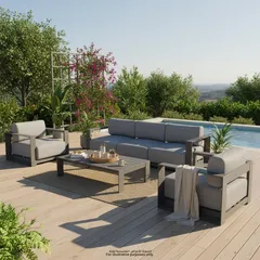 Zadar 5-Seater Aluminum Outdoor Sofa Set (Grey)