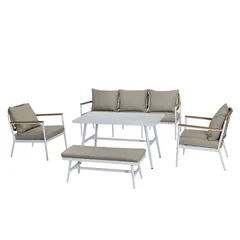 Athens 5-Seater Aluminum Wicker Outdoor Sofa Set (185 x 77 x 80.5 cm)