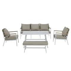 Athens 5-Seater Aluminum Wicker Outdoor Sofa Set (185 x 77 x 80.5 cm)