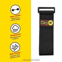 Wrap-It Super Stretch Storage Straps Pack (Black,  30.4 cm, 4 Pc.)