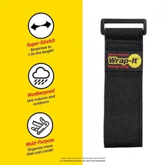 Wrap-It Super Stretch Storage Straps Pack (Black,  45.7 cm, 3 Pc.)