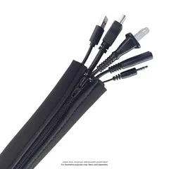 Wrap-It Cable Sleeve Zipper Pack (Black, 60.9 x 10 cm,  2 Pc.)